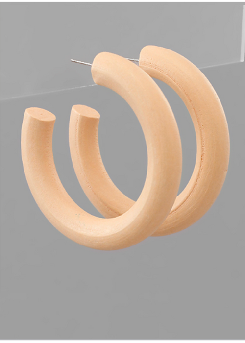 Vienna Colored Wood Hoops-Pink-Hand In Pocket