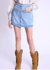 Berenice Janice Short denim skirt with woven pockets-Hand In Pocket