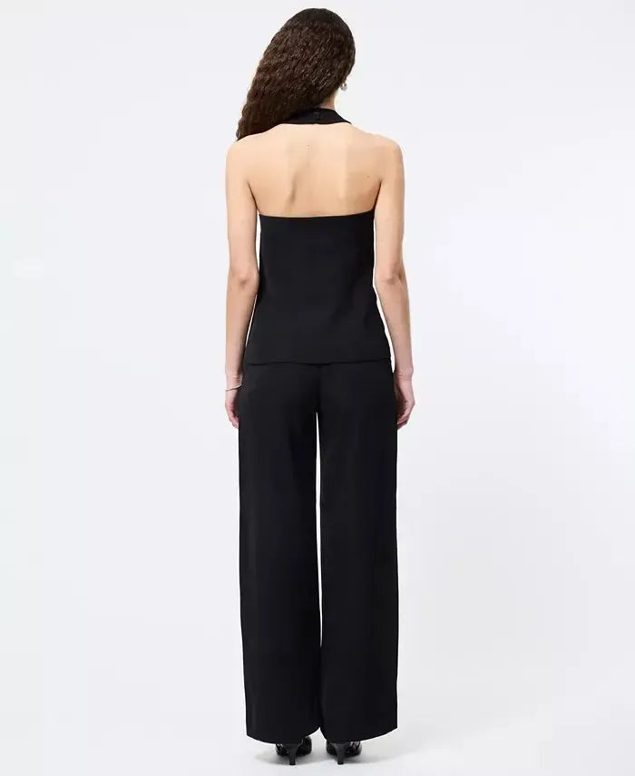 French Connection Harry Suiting Criss Cross Vest - Black-Hand In Pocket