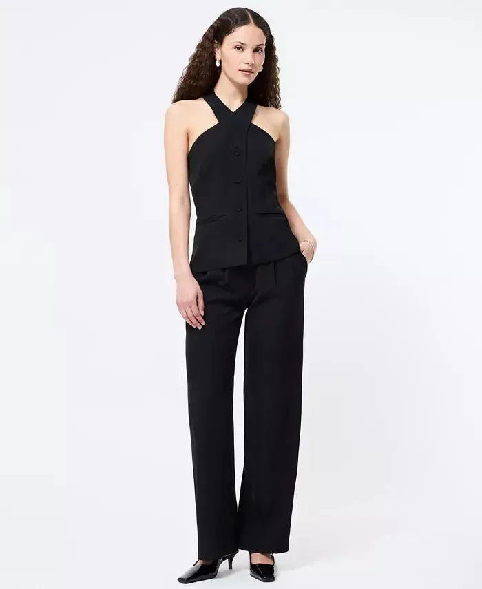 French Connection Harry Suiting Criss Cross Vest - Black-Hand In Pocket