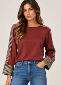 THML Anya Satin Top - Burgundy