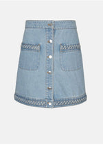 Berenice Janice Short denim skirt with woven pockets-Hand In Pocket