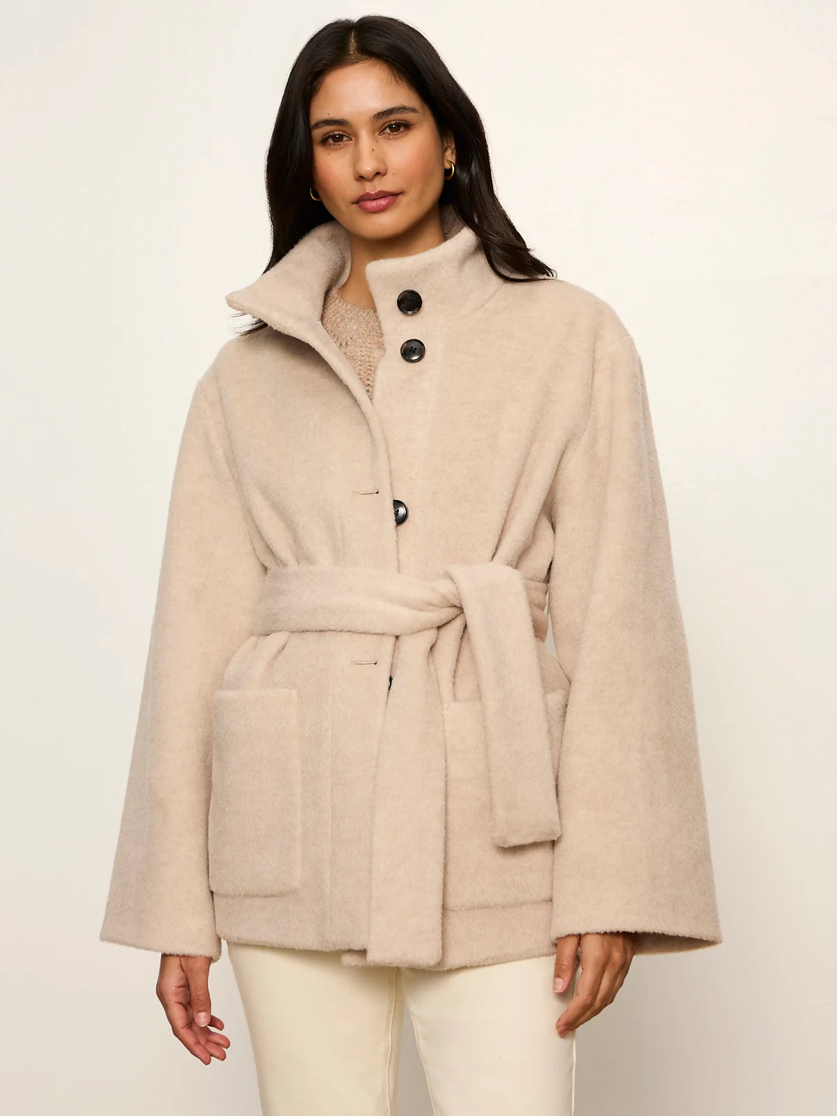 Sanctuary Bundled Wool Coat - Bone