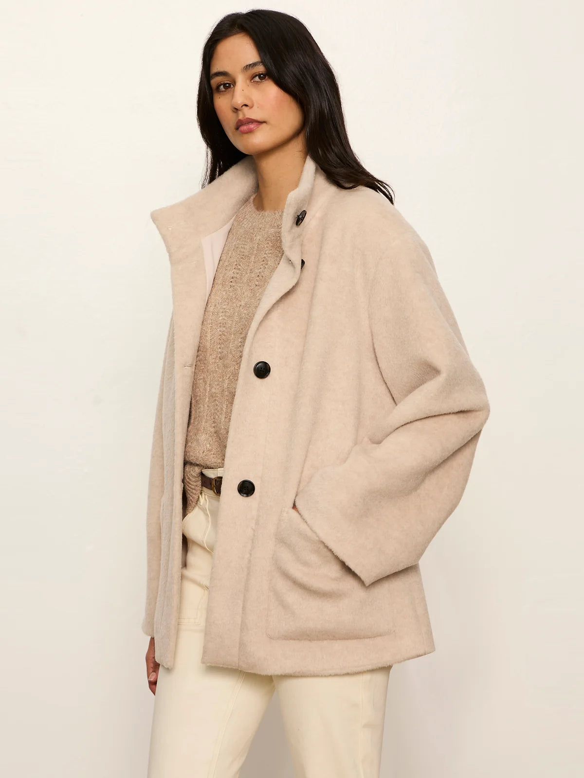 Sanctuary Bundled Wool Coat - Bone