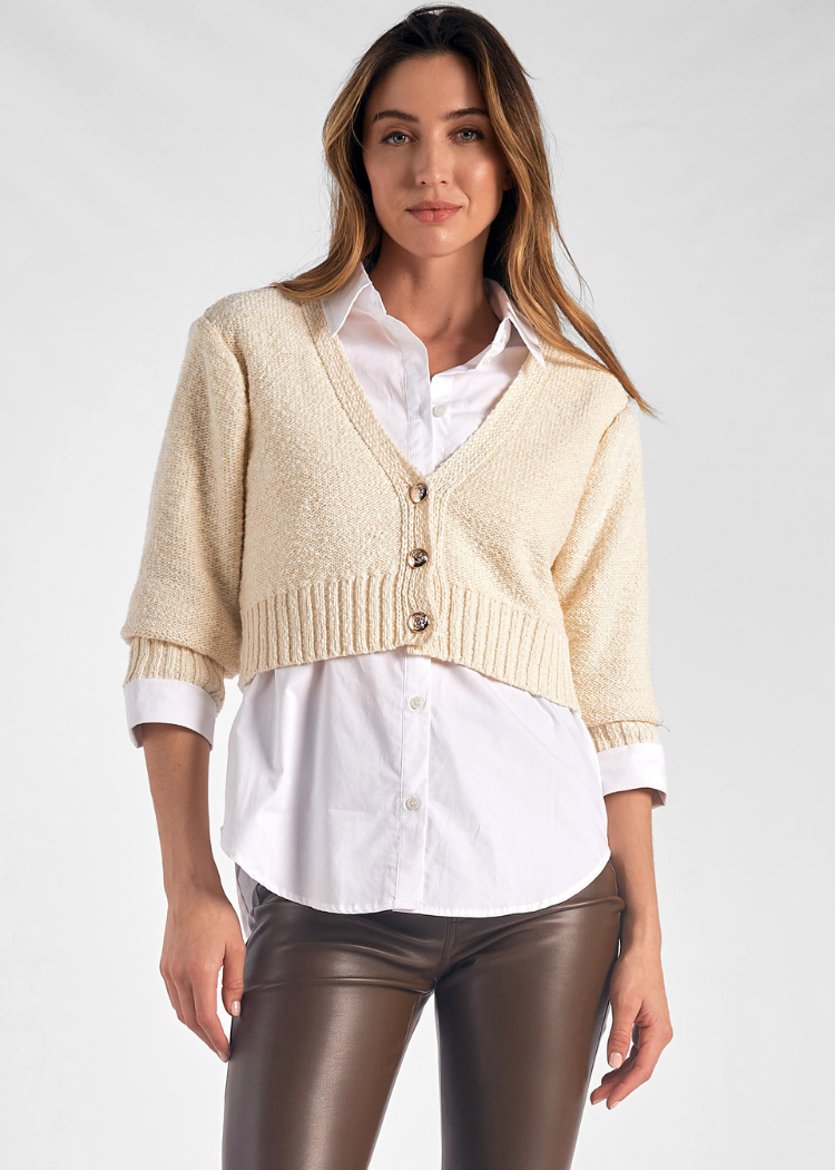 Elan Sonia Cardigan - Off White-Hand In Pocket