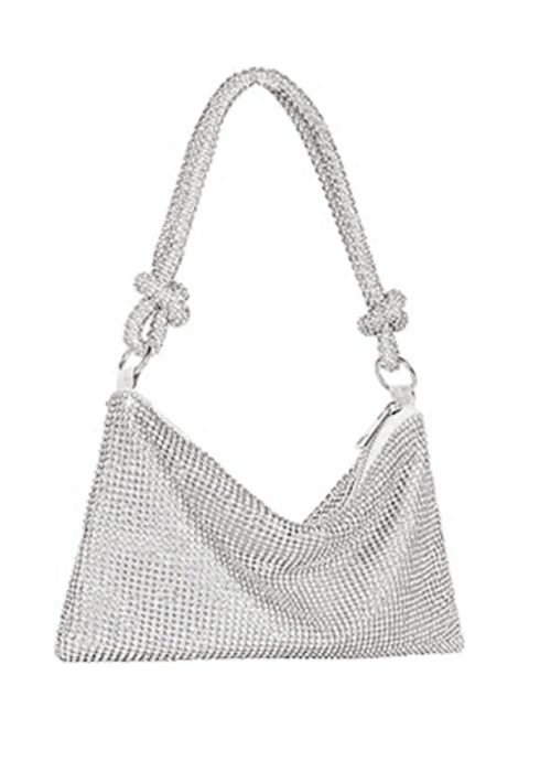 Chita Slouch Evening Bag-Silver-Hand In Pocket