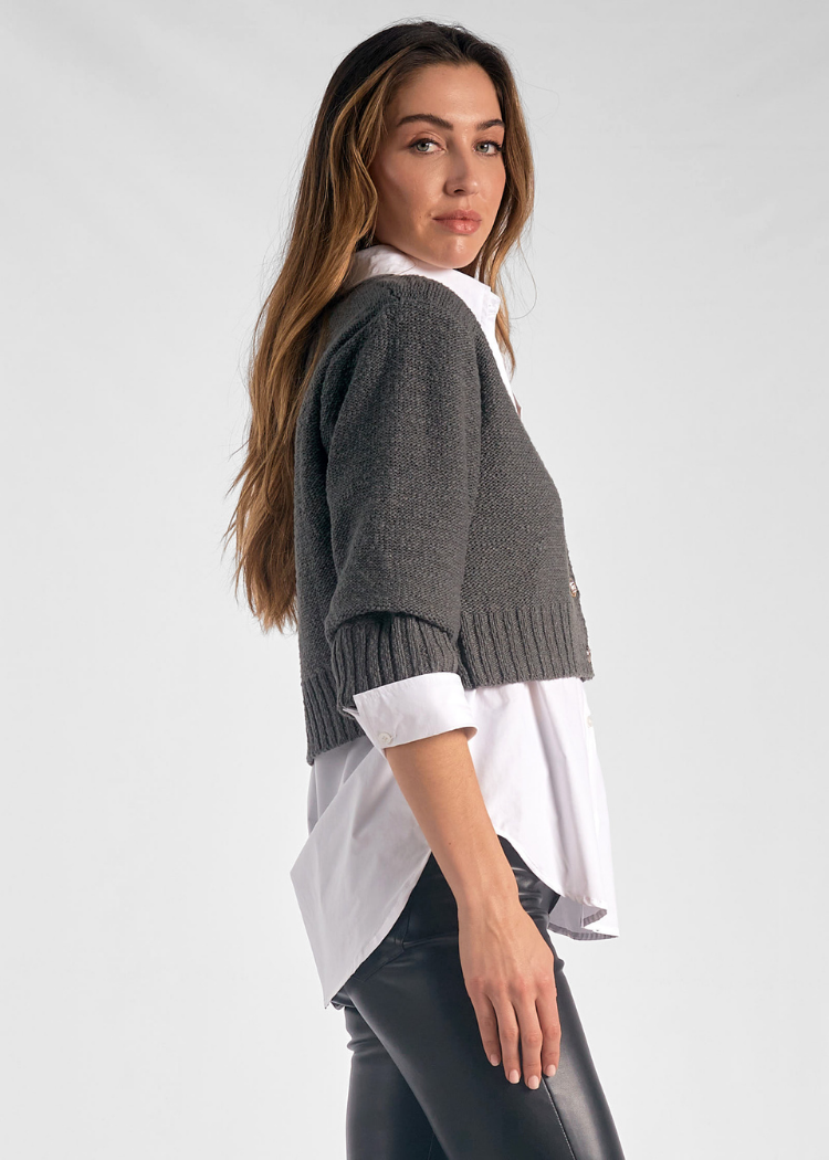 Elan Sonia Cardigan - Gunmetal Grey ***FINAL SALE***-Hand In Pocket