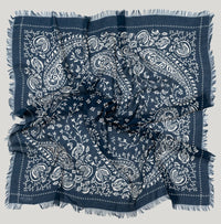 Oversize Fringe Bandana - Paisley in Navy-Hand In Pocket