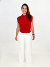 Michael Stars Amara Mock Neck Top - Poppy-Hand In Pocket