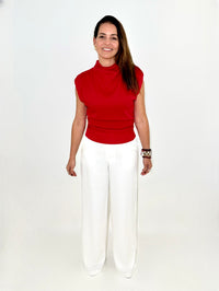 Michael Stars Amara Mock Neck Top - Poppy-Hand In Pocket