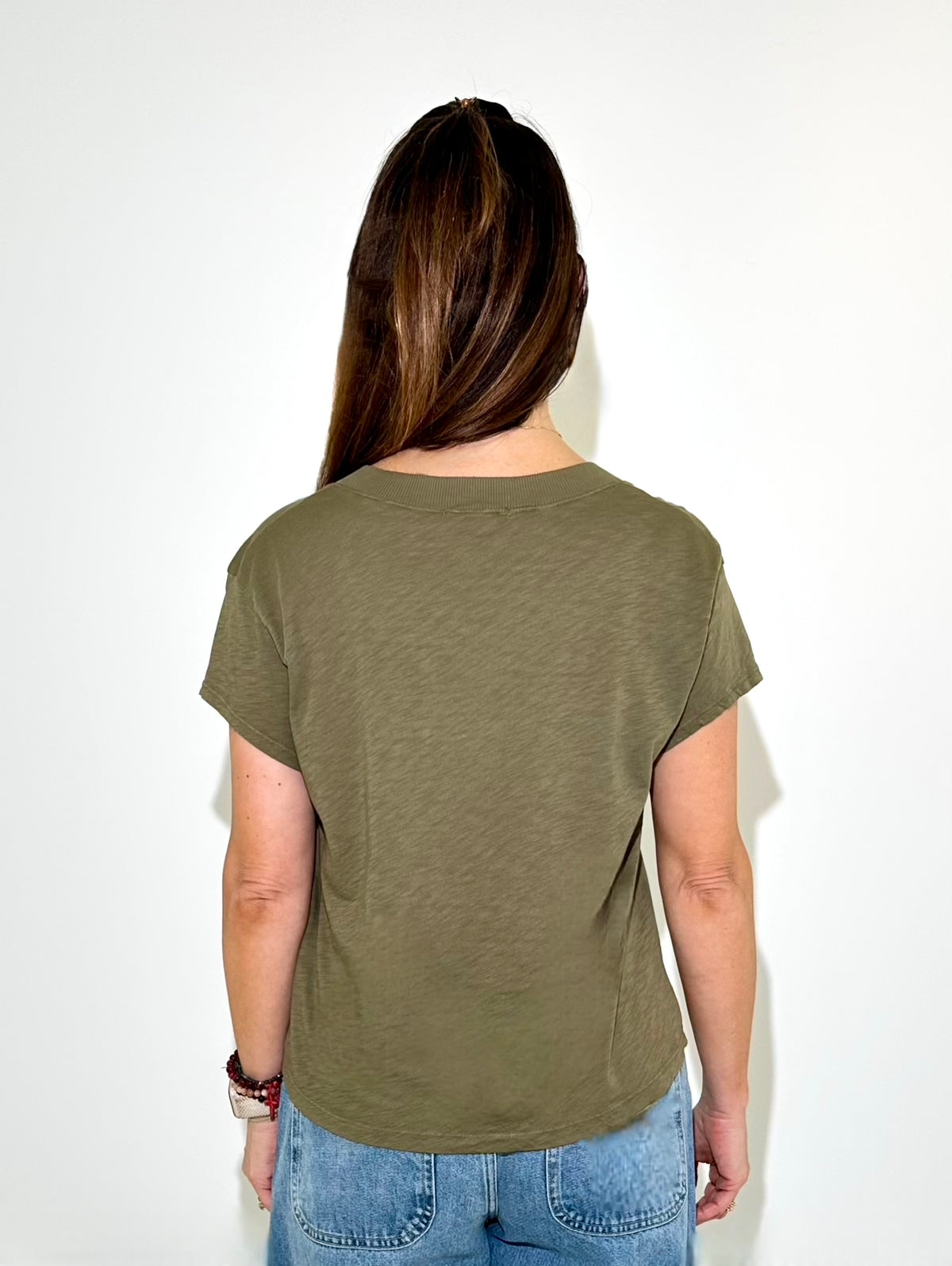 Michael Stars Harlan V Neck - Caper-Hand In Pocket