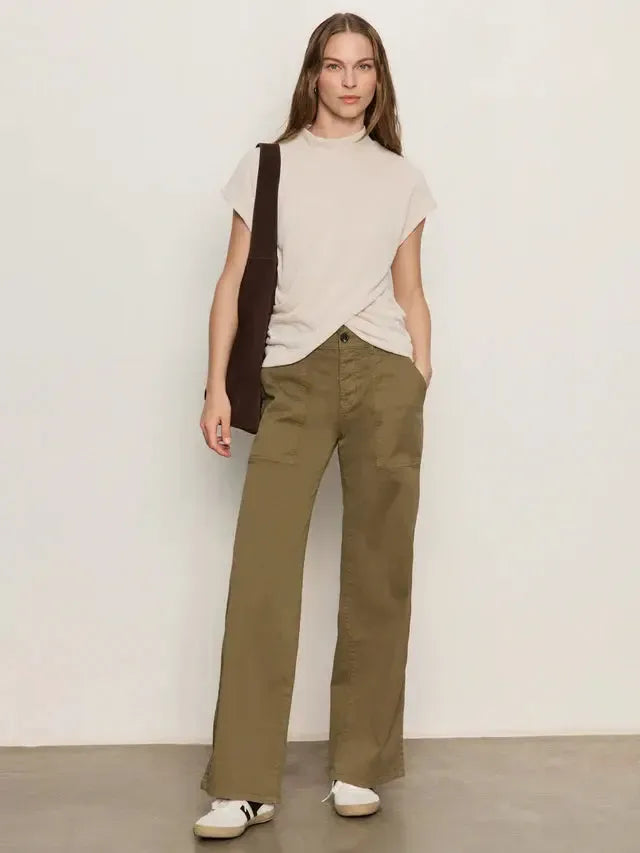 Sanctuary Draped Sleeveless Mock Neck - Pearl-Hand In Pocket