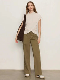 Sanctuary Draped Sleeveless Mock Neck - Pearl-Hand In Pocket