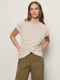Sanctuary Draped Sleeveless Mock Neck - Pearl-Hand In Pocket