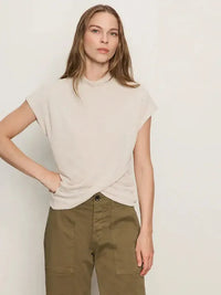 Sanctuary Draped Sleeveless Mock Neck - Pearl-Hand In Pocket