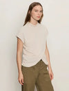 Sanctuary Draped Sleeveless Mock Neck - Pearl-Hand In Pocket