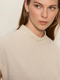Sanctuary Draped Sleeveless Mock Neck - Pearl-Hand In Pocket