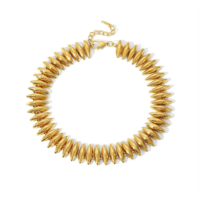 Caroline Statement Necklace: Gold-Hand In Pocket