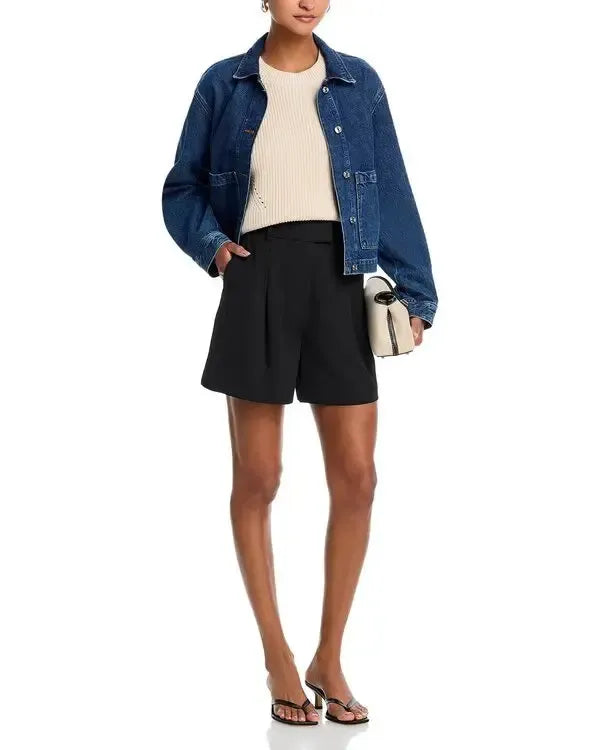 French Connection Harry Suiting Shorts - Black-Hand In Pocket