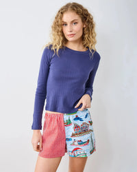 Print Fresh Sugar Plum Bradshaw Boxer- Ferry Blue-Hand In Pocket