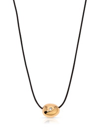 Polished Pebble Leather Pendant Necklace: 18k Gold Plated / One Size-Hand In Pocket