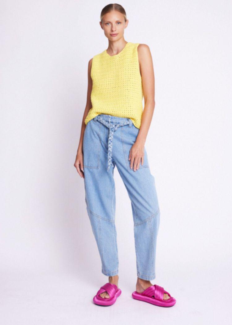 Berenice Belted Balloon Cut Jeans-Hand In Pocket