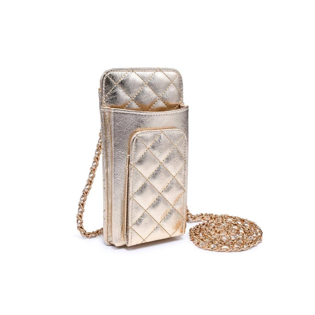 Brianna Cell Phone Crossbody - Polished Light Gold-Hand In Pocket