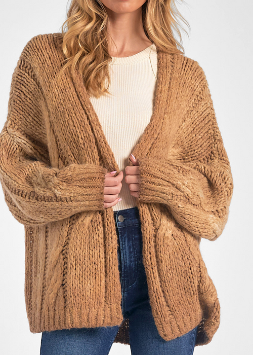Willow Cardigan - Brown-Hand In Pocket