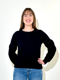 Bobi Micro Stud Raglan - Black-Hand In Pocket