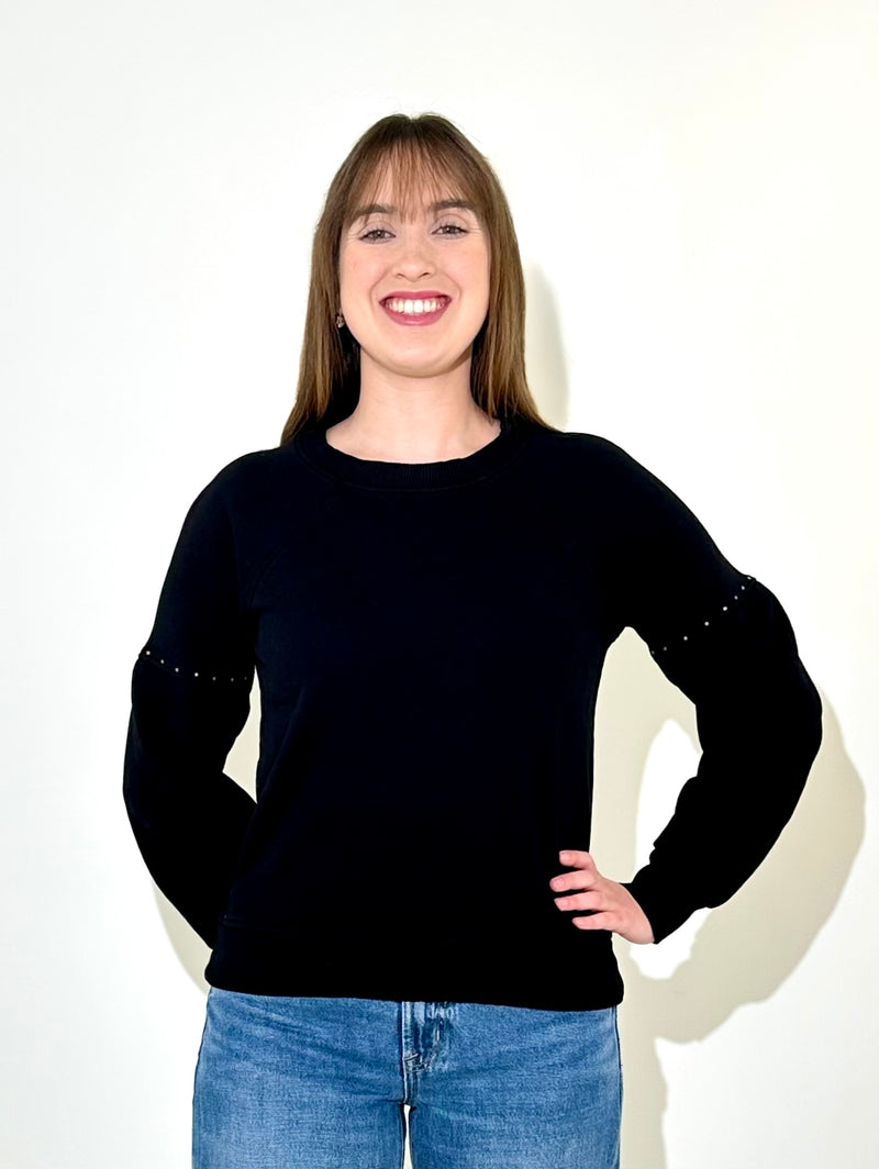 Bobi Micro Stud Raglan - Black-Hand In Pocket