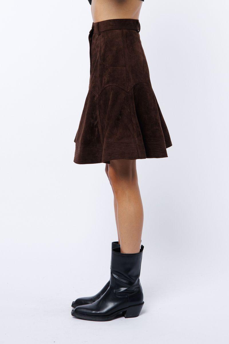 Ciebon Tiffany Mini Skirt - Chocolate Brown-Hand In Pocket