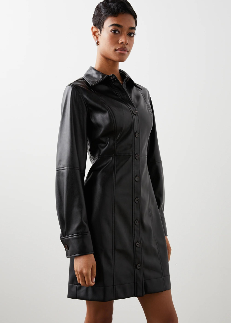 Rails Ruby Longsleeve Faux Leather Shirtdress-***FINAL SALE***-Hand In Pocket
