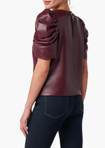 Joe's Jeans The Kira Vegan Leather Puff Sleeve Top-Hand In Pocket