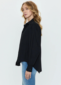 Pistola Sloane Oversized Button Down Shirt - Noir-Hand In Pocket