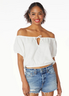 Bobi Boat Neck Front Shirred Top-White***FINAL SALE***-Hand In Pocket