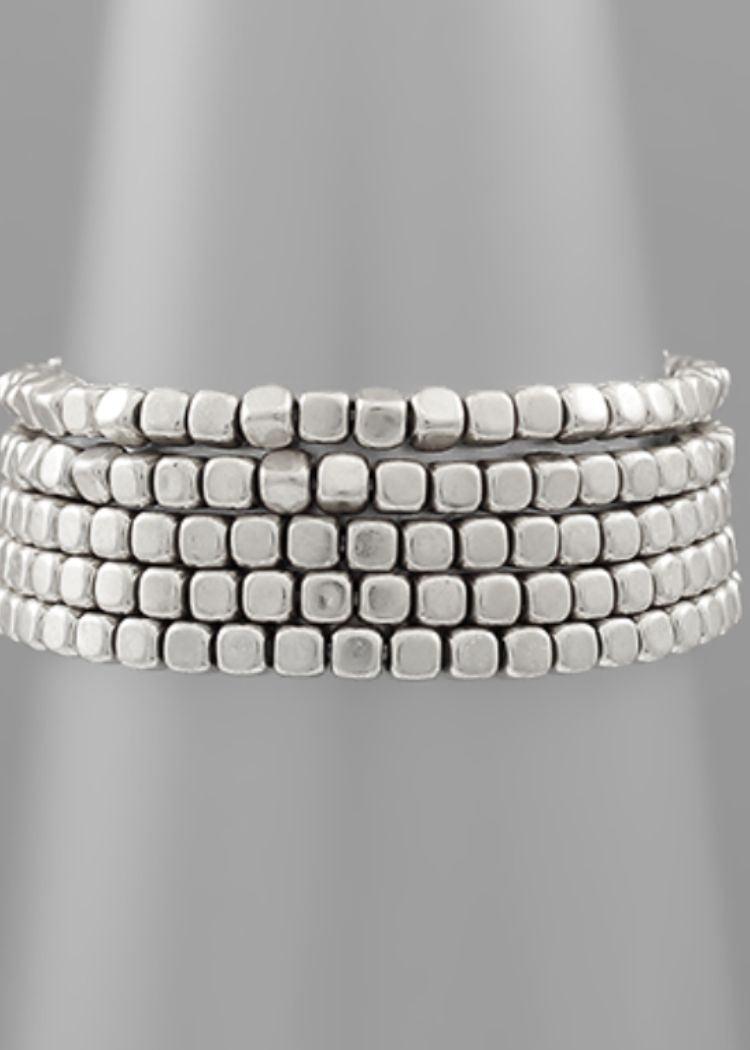 Medora Beaded Bracelet- Silver-Hand In Pocket