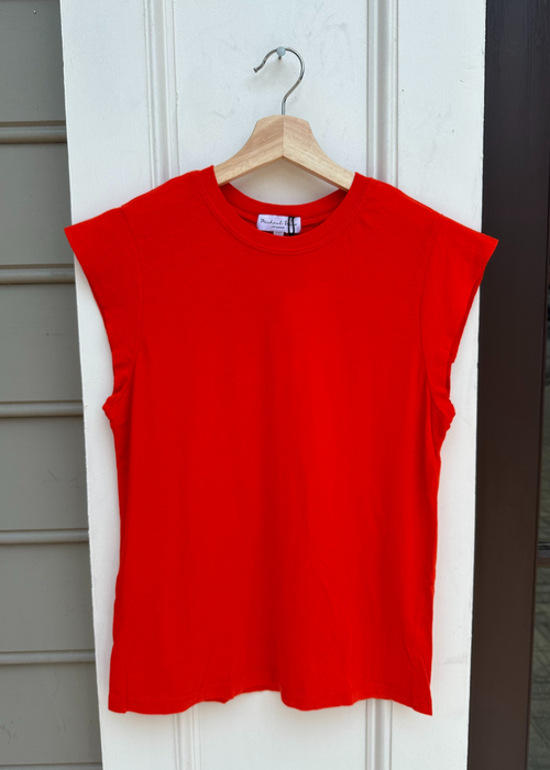 Michael Stars Joey Power Shoulder Tee - Pomodoro-Hand In Pocket