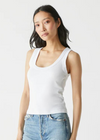 Michael Stars Elodie Crop Scoop Neck Tank-White-Hand In Pocket