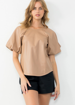 THML Telluride Puff Sleeve Leather Top ***FINAL SALE***-Hand In Pocket