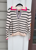 THML Frisco Collared Striped Sweater-Hand In Pocket
