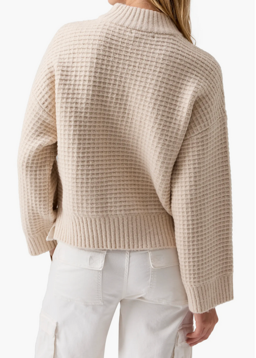 Sanctuary Waffle Knit Sweater - Toasted Marshmallow-Hand In Pocket