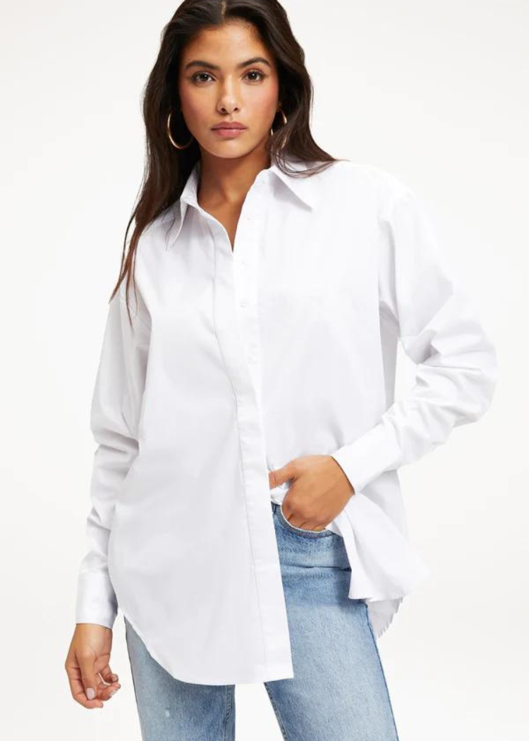 Good American Button 2.0 Shirt-White ***FINAL SALE***-Hand In Pocket