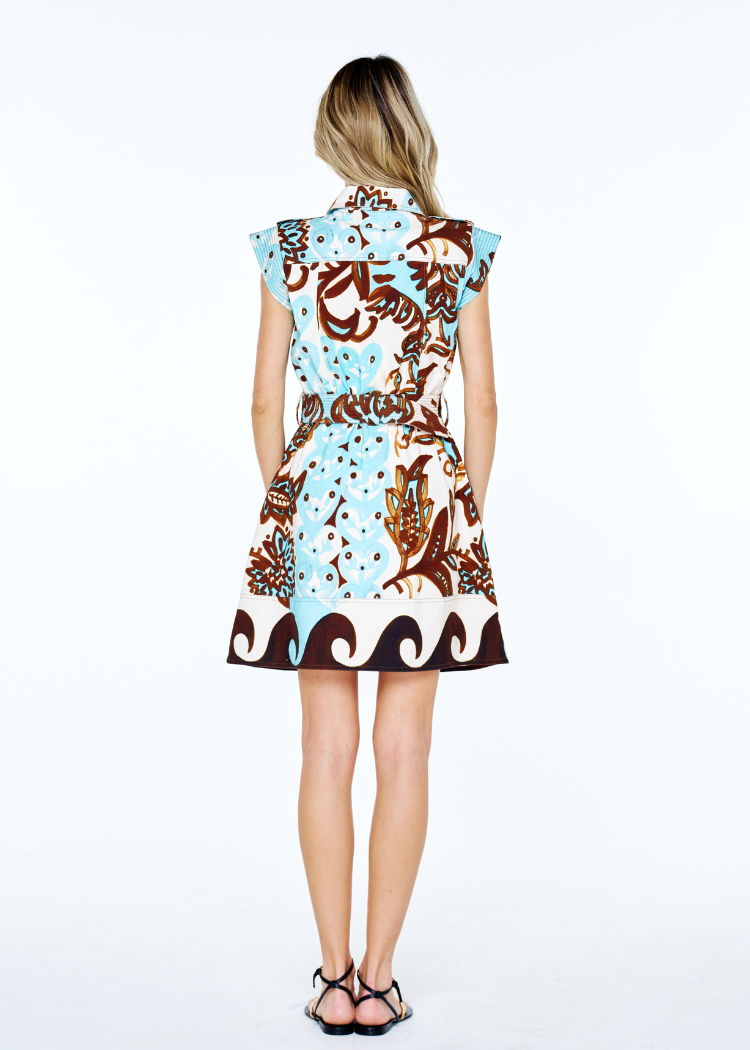 Ciebon Fay Sleeveless Mini Dress - Cream Multi-Hand In Pocket
