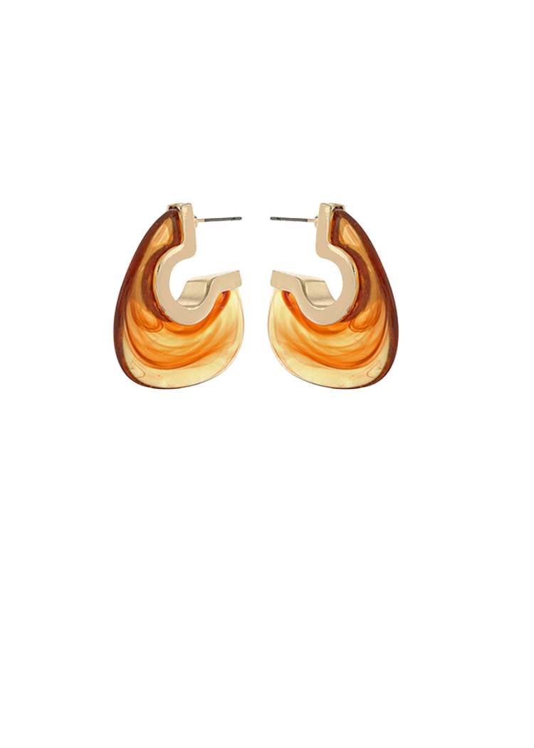 Jordana Triangle Hoops - Tortoise/Gold-Hand In Pocket