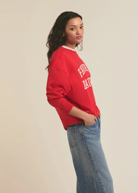 Favorite Daughter Collegiate Sweatshirt- Haute Rouge-Hand In Pocket