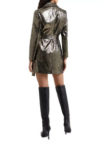 French Connection Alara Molten Metallic Dress-Hand In Pocket