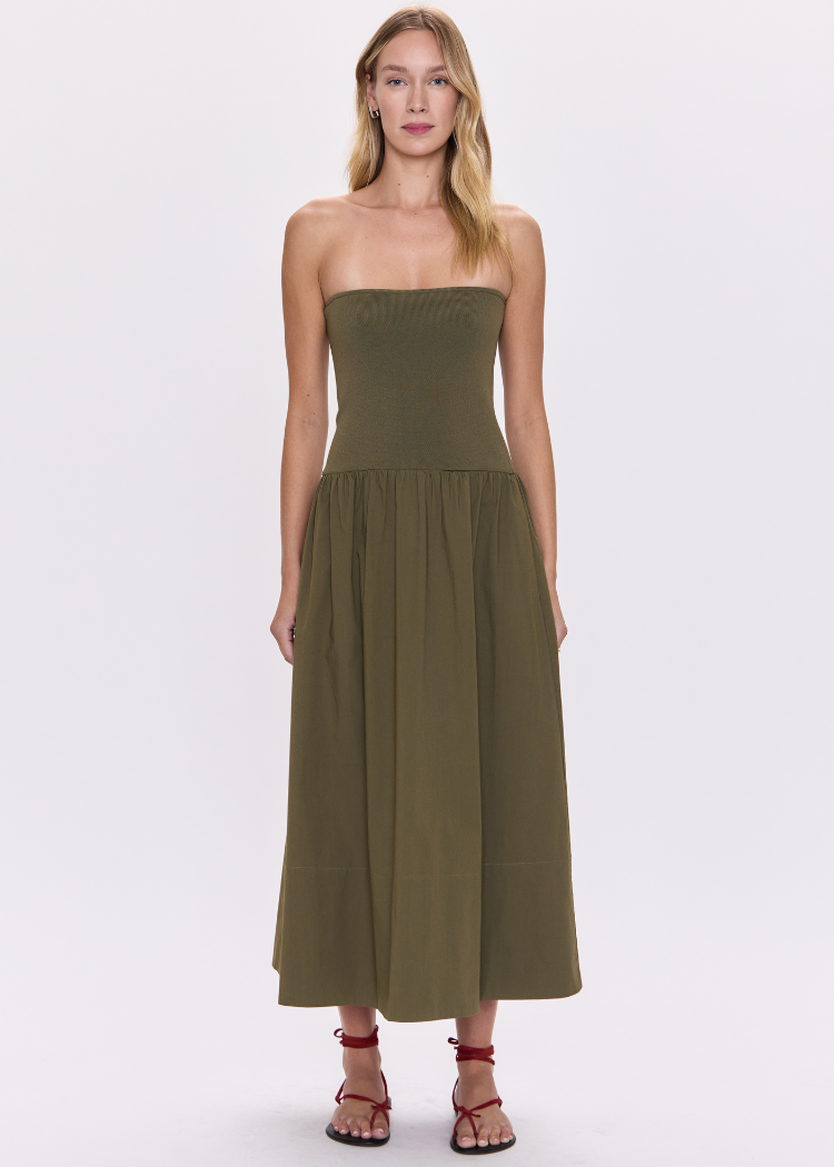 pistola green dress Pistola Bianca Shirred Bodice Dress | Green | Size XS