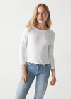 Emma 3/4 Sleeve Crop Tee - White-Hand In Pocket