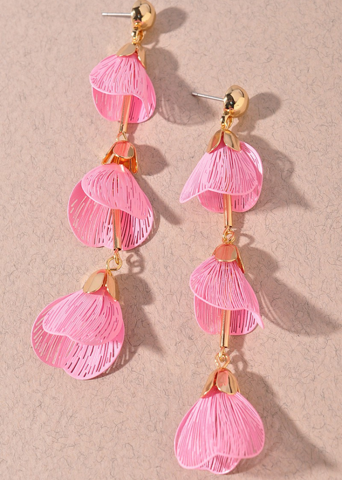 Meadow Leaf Drop Earrings-Pink-Hand In Pocket