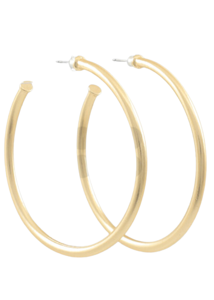 Emma Skinny Hoops-Gold-Hand In Pocket